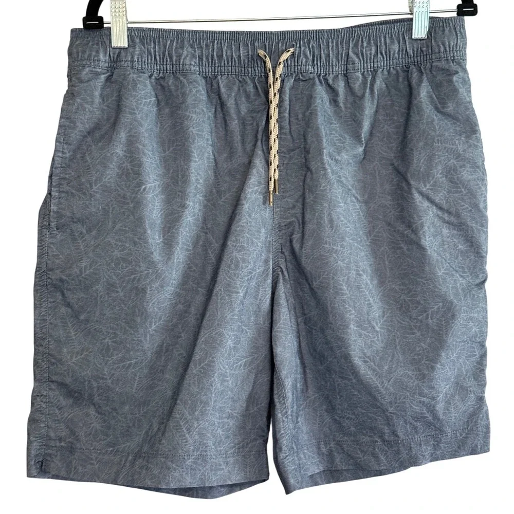 Rails Mens Shorts Large Blue‎ Leaf Print Elastic Waist Swim Trunks Casual